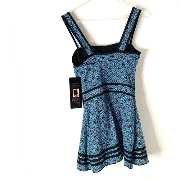 ShoreShapes Swimwear Blue Black Swim Dress NWT - Picture 5 of 8